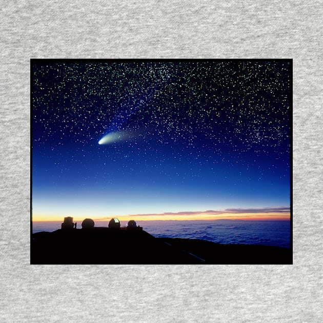 Mauna kea observatory & comet Hale-Bopp (R118/0241) by SciencePhoto